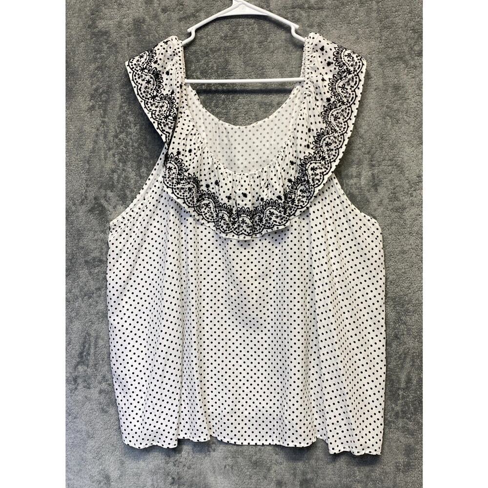 Savanna Jane Polka Dot Embroidered Top Women’s Size 2X - Picture 6 of 10